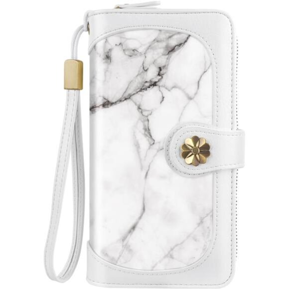 Wallets Multi Card Holder Clutch Marble White - Picture 1 of 7